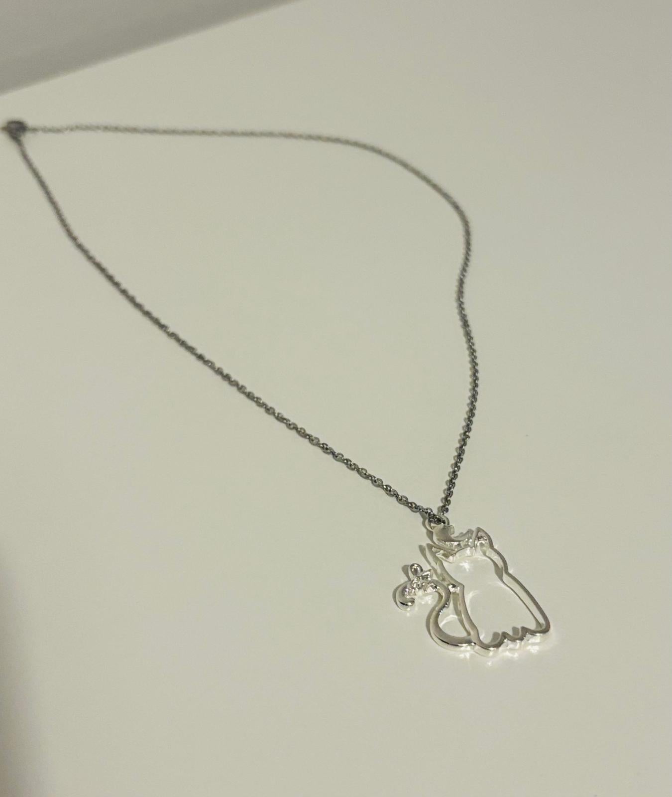 silver cat necklace