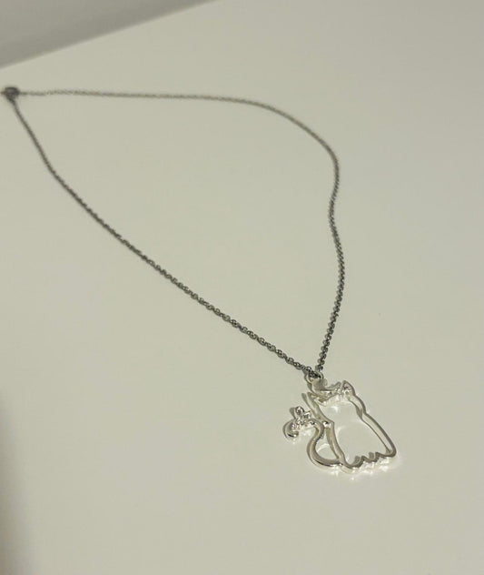 silver cat necklace